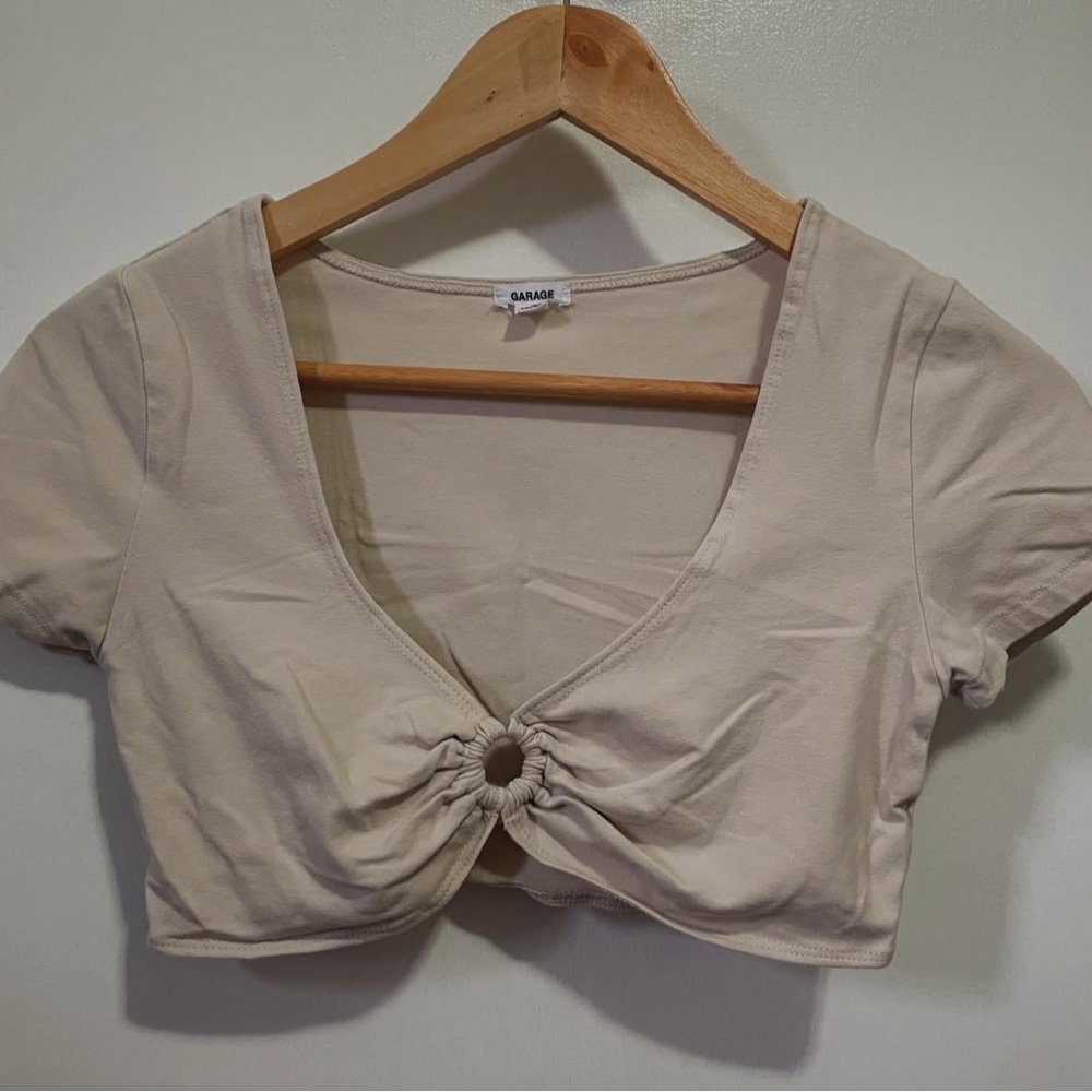 Garage Light Tan Ring Detail Blouse